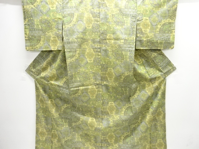 JAPANESE KIMONO / OMESHI / NISHIJIN-ORI / WOVEN FLOWER ARABESQUE